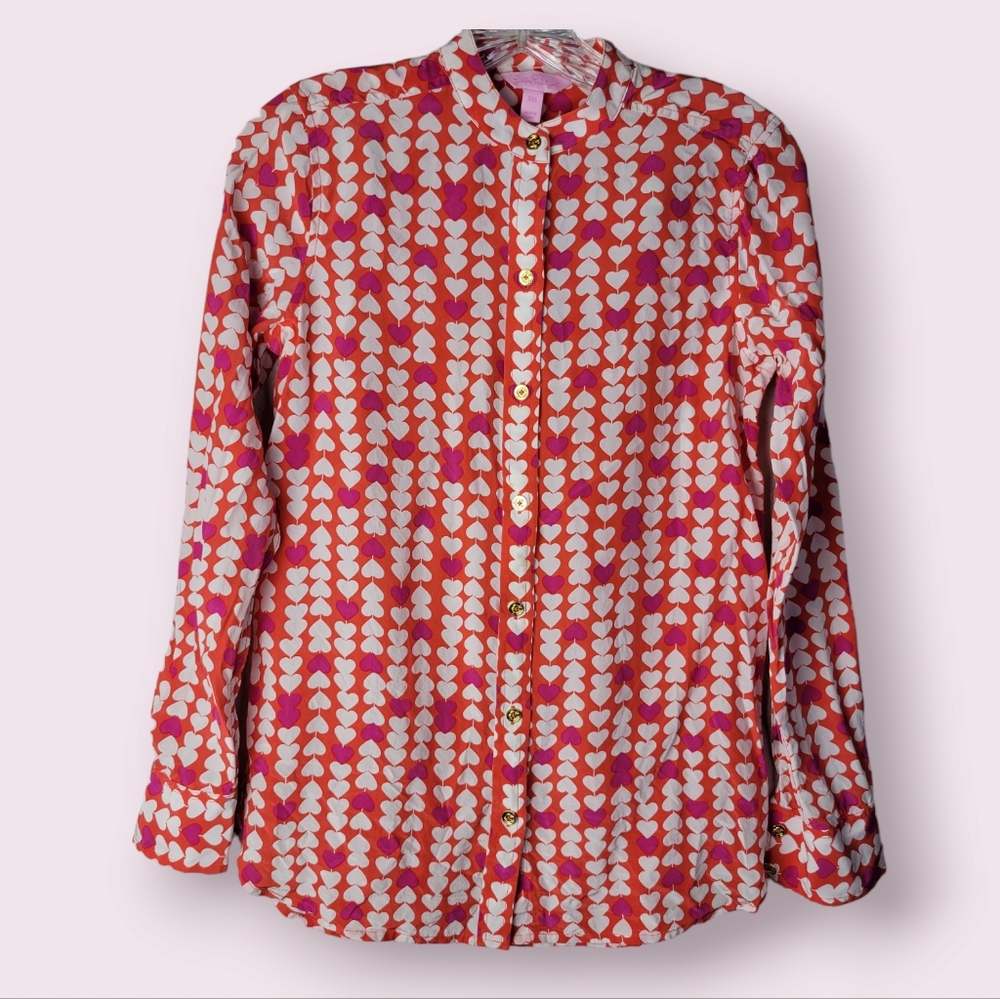 Lilly Pulitzer Silk‎ Long Sleeve Top Size XXS